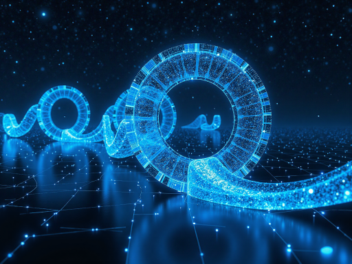 四字母域名结构分析图，展示QMIQ的对称美学和字母排列规律，深色背景，现代科技风格